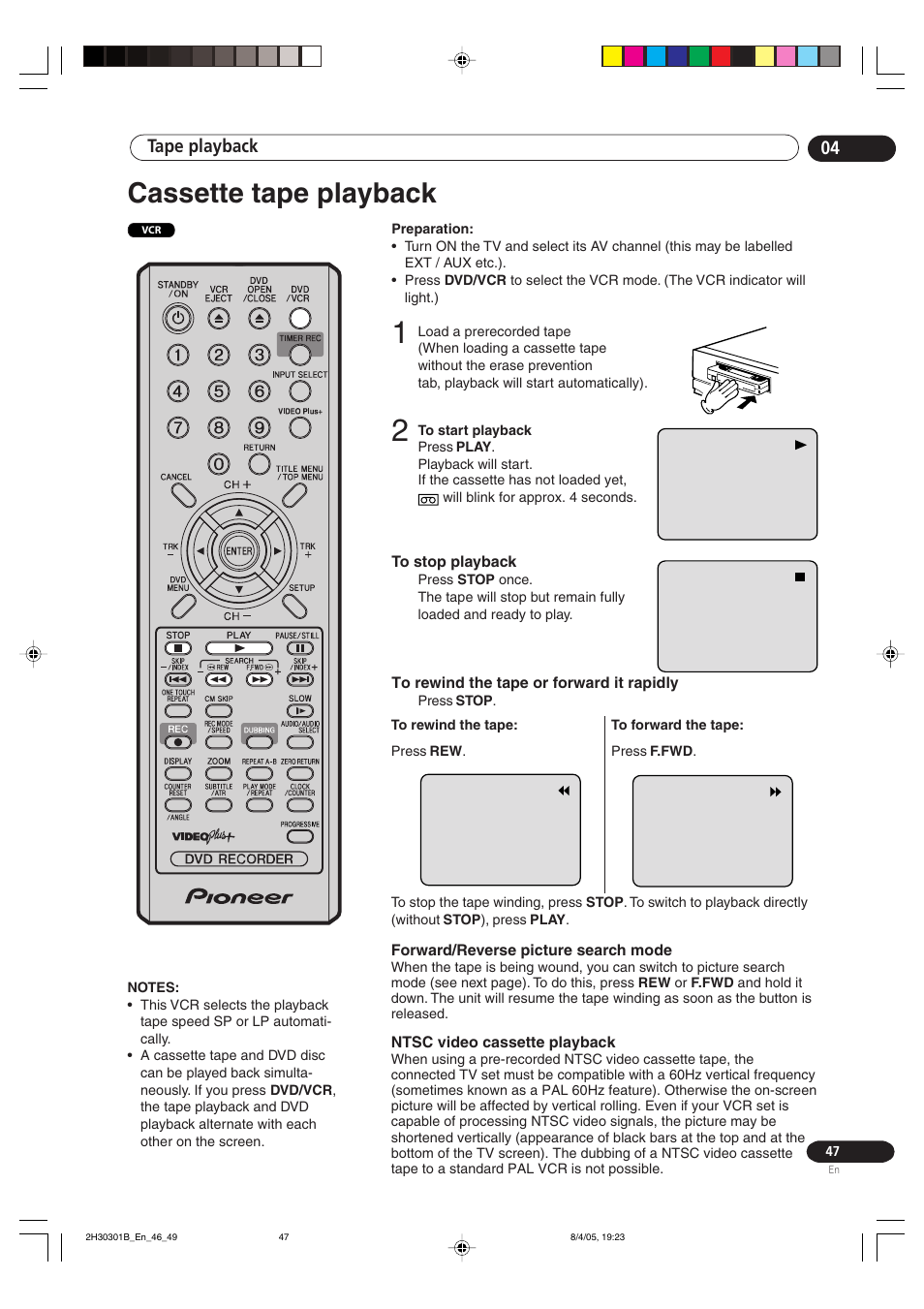 Cassette tape playback, Tape playback 04 | Pioneer DVR-RT501-S User Manual | Page 47 / 92