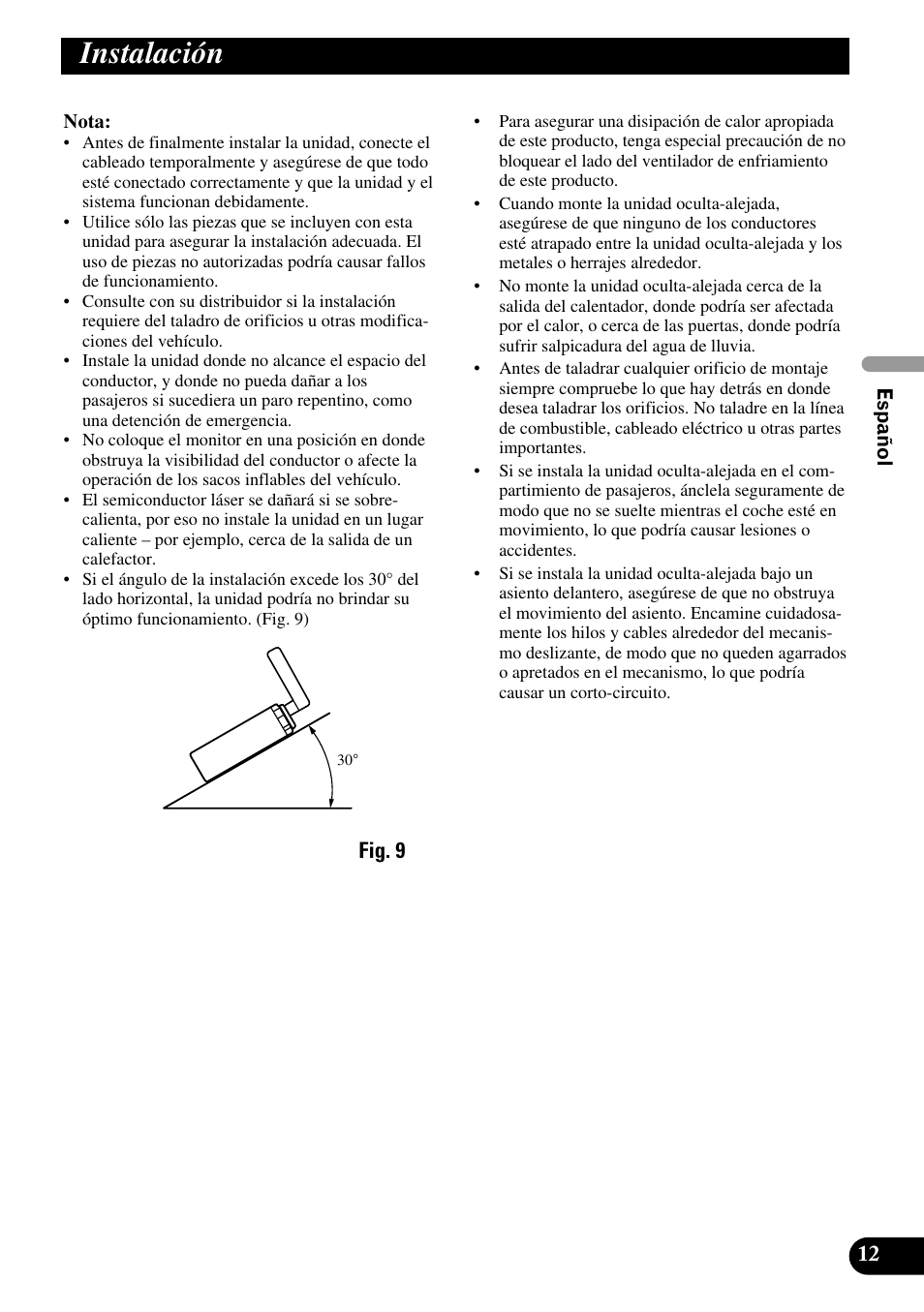 Instalación | Pioneer AVH-P7550DVD User Manual | Page 29 / 52