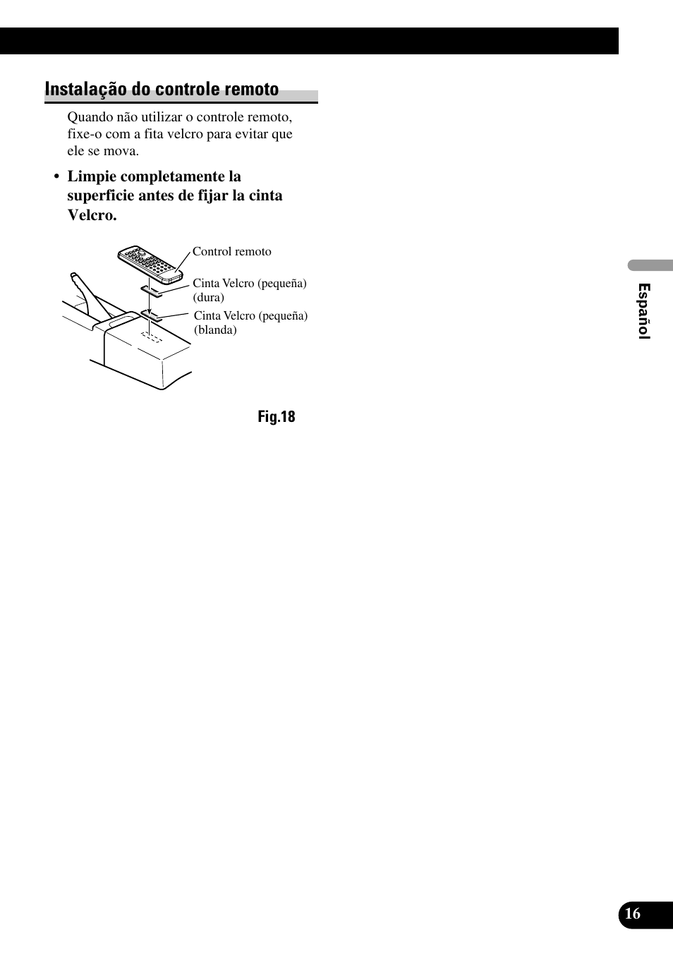 Instalação do controle remoto | Pioneer AVH-P7550DVD User Manual | Page 33 / 52
