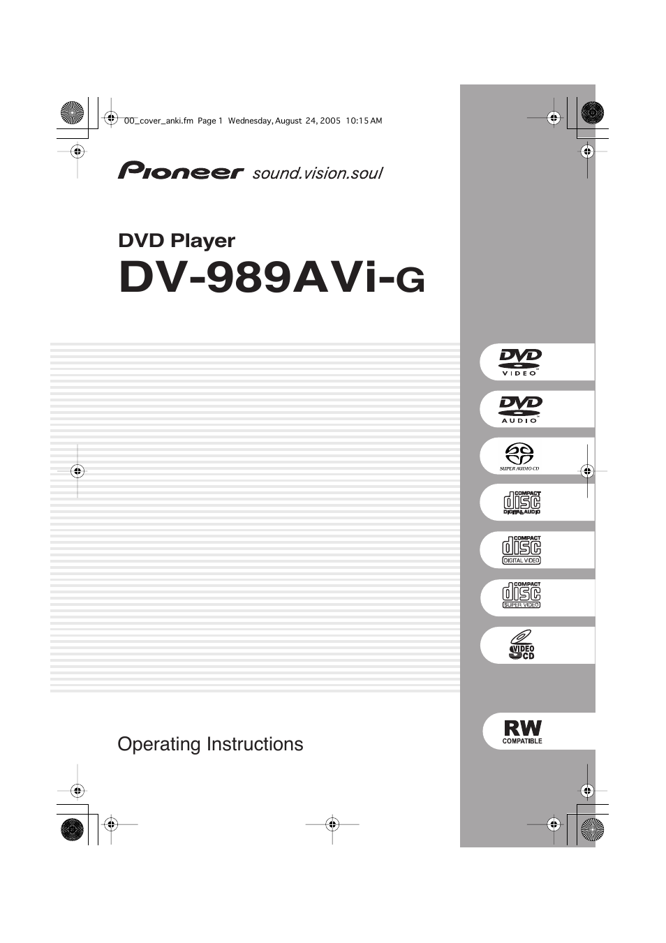 Pioneer DV-989AVi-G User Manual | 96 pages