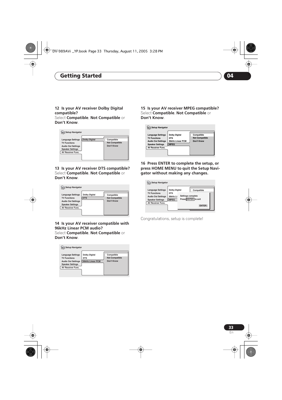 Getting started 04 | Pioneer DV-989AVi-G User Manual | Page 33 / 96