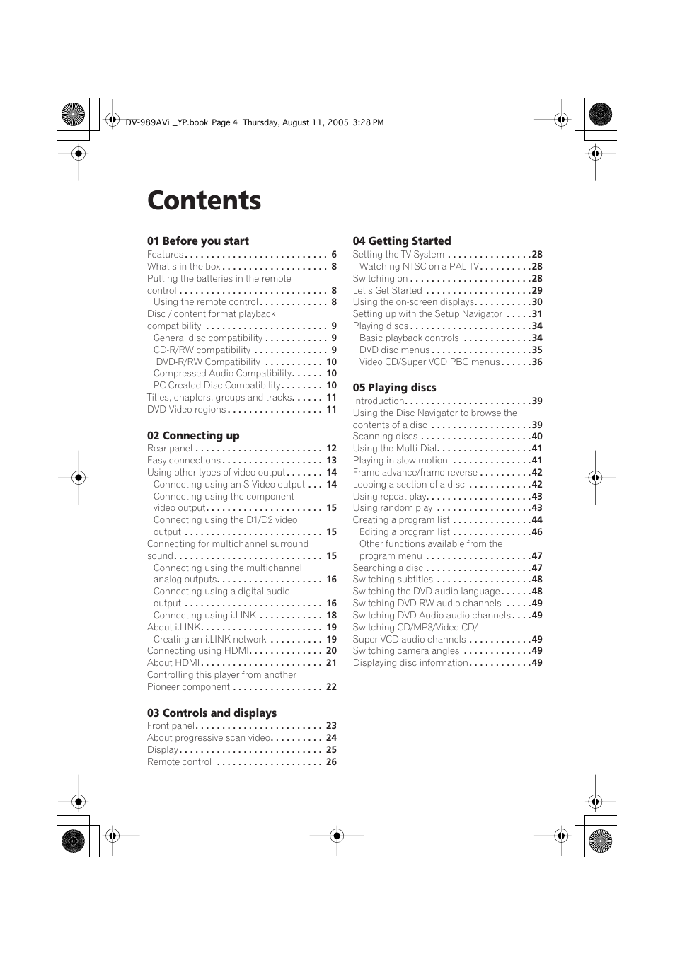 Pioneer DV-989AVi-G User Manual | Page 4 / 96