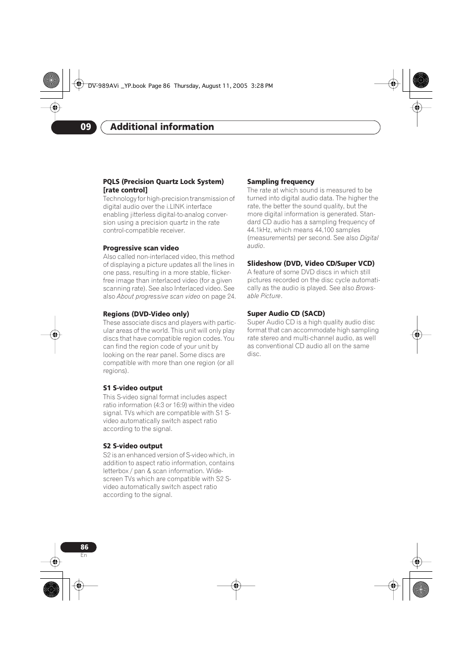 Additional information 09 | Pioneer DV-989AVi-G User Manual | Page 86 / 96