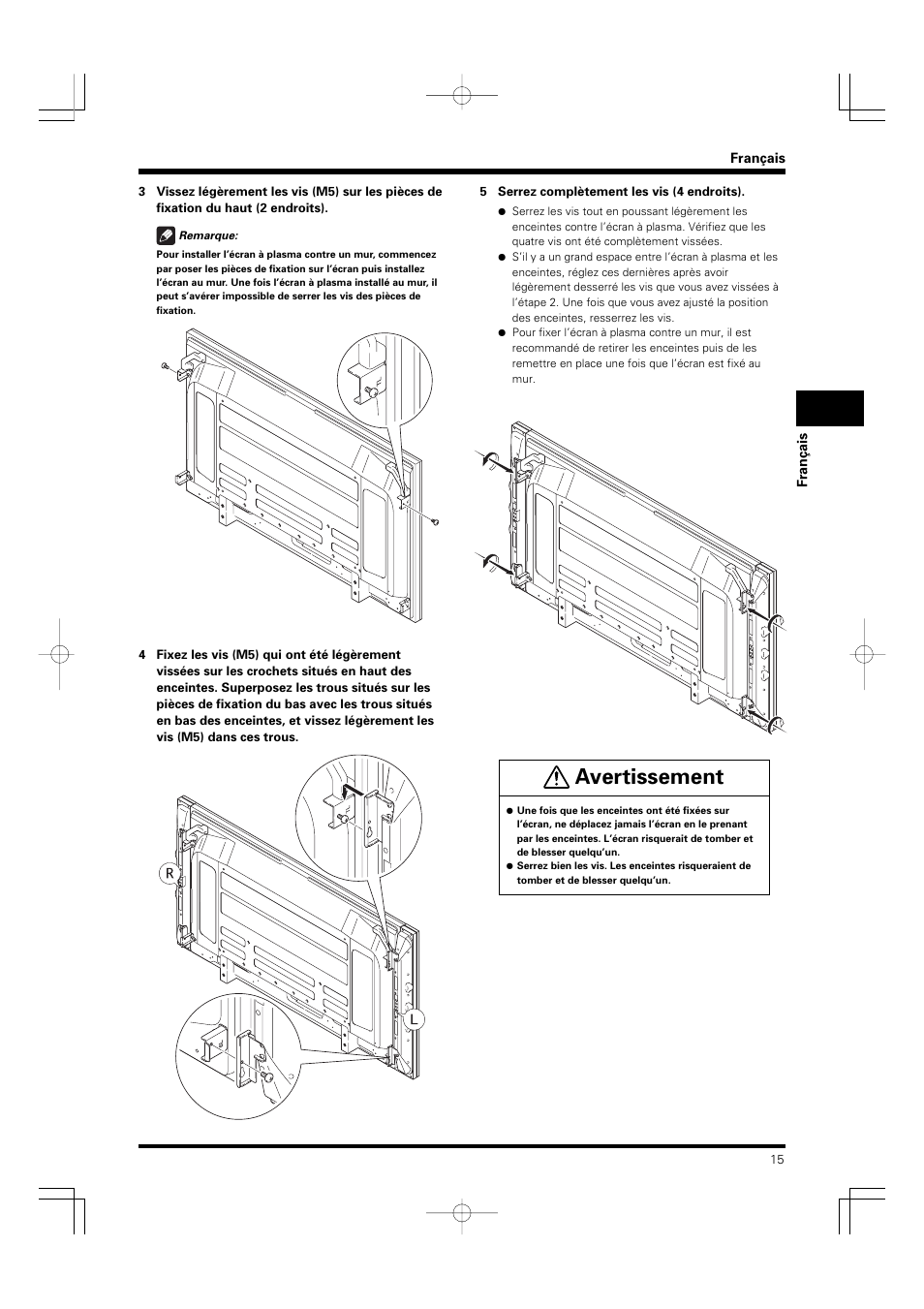 Avertissement | Pioneer PDP-S55-LR User Manual | Page 15 / 40