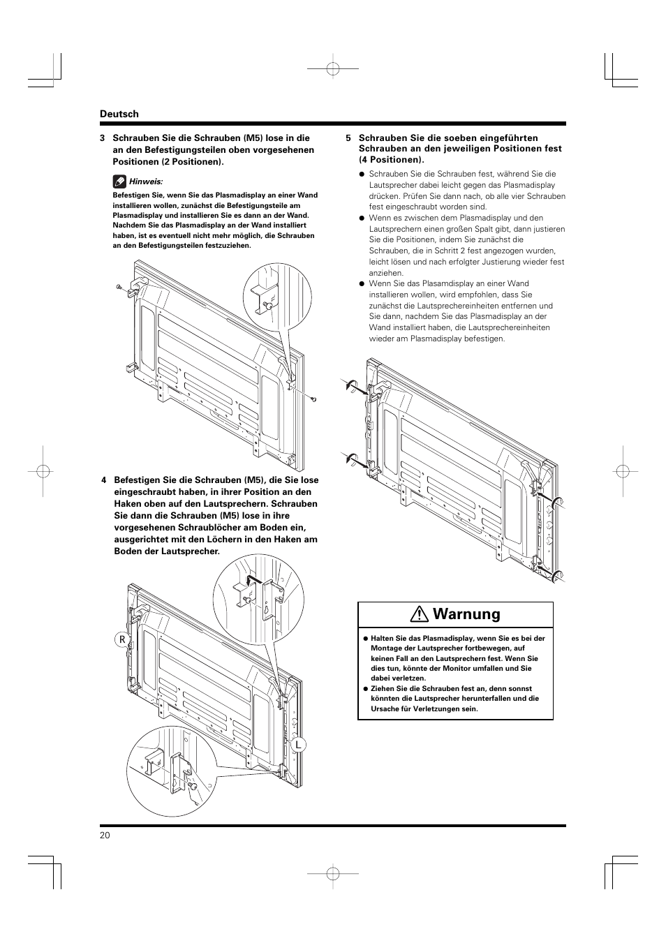 Warnung | Pioneer PDP-S55-LR User Manual | Page 20 / 40