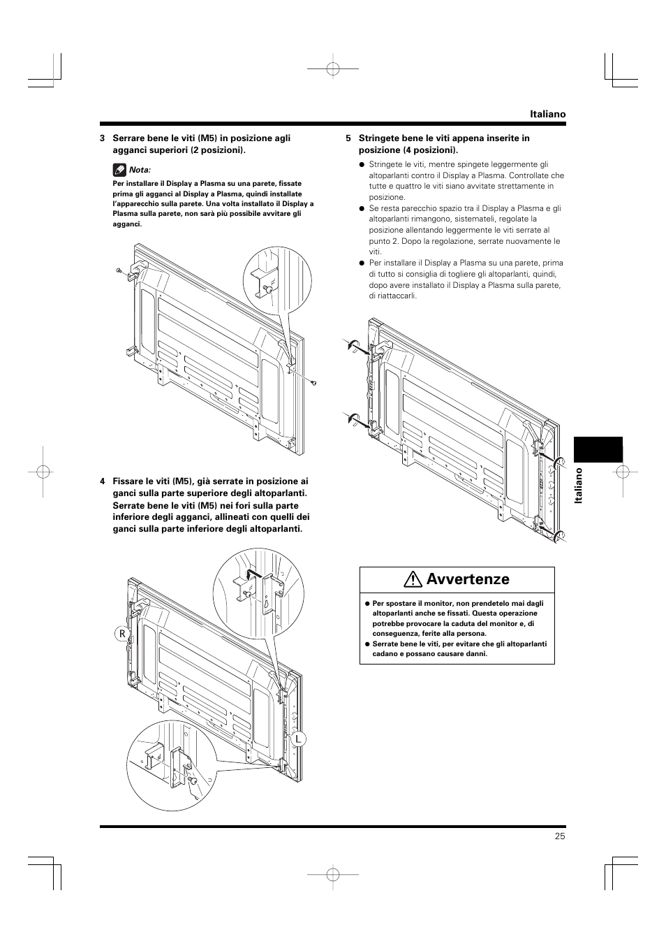 Avvertenze | Pioneer PDP-S55-LR User Manual | Page 25 / 40