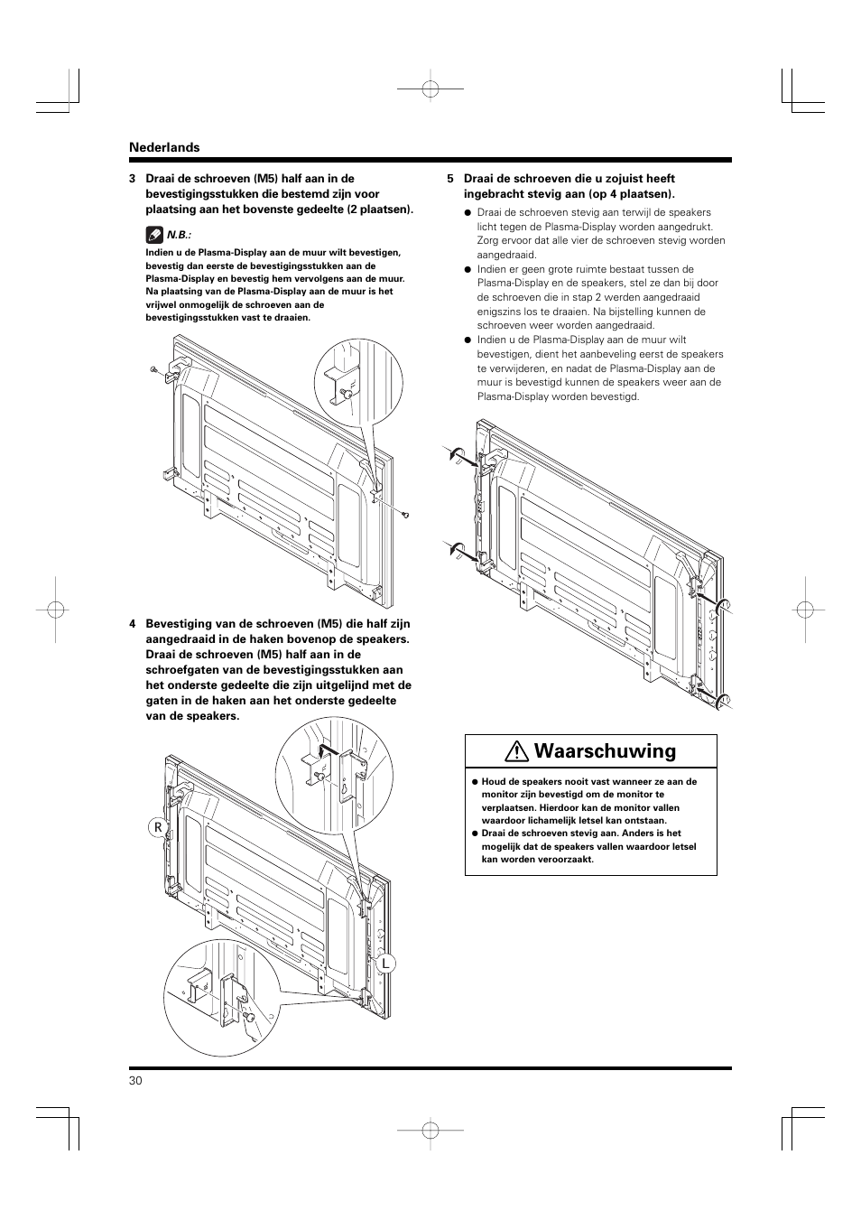 Waarschuwing | Pioneer PDP-S55-LR User Manual | Page 30 / 40