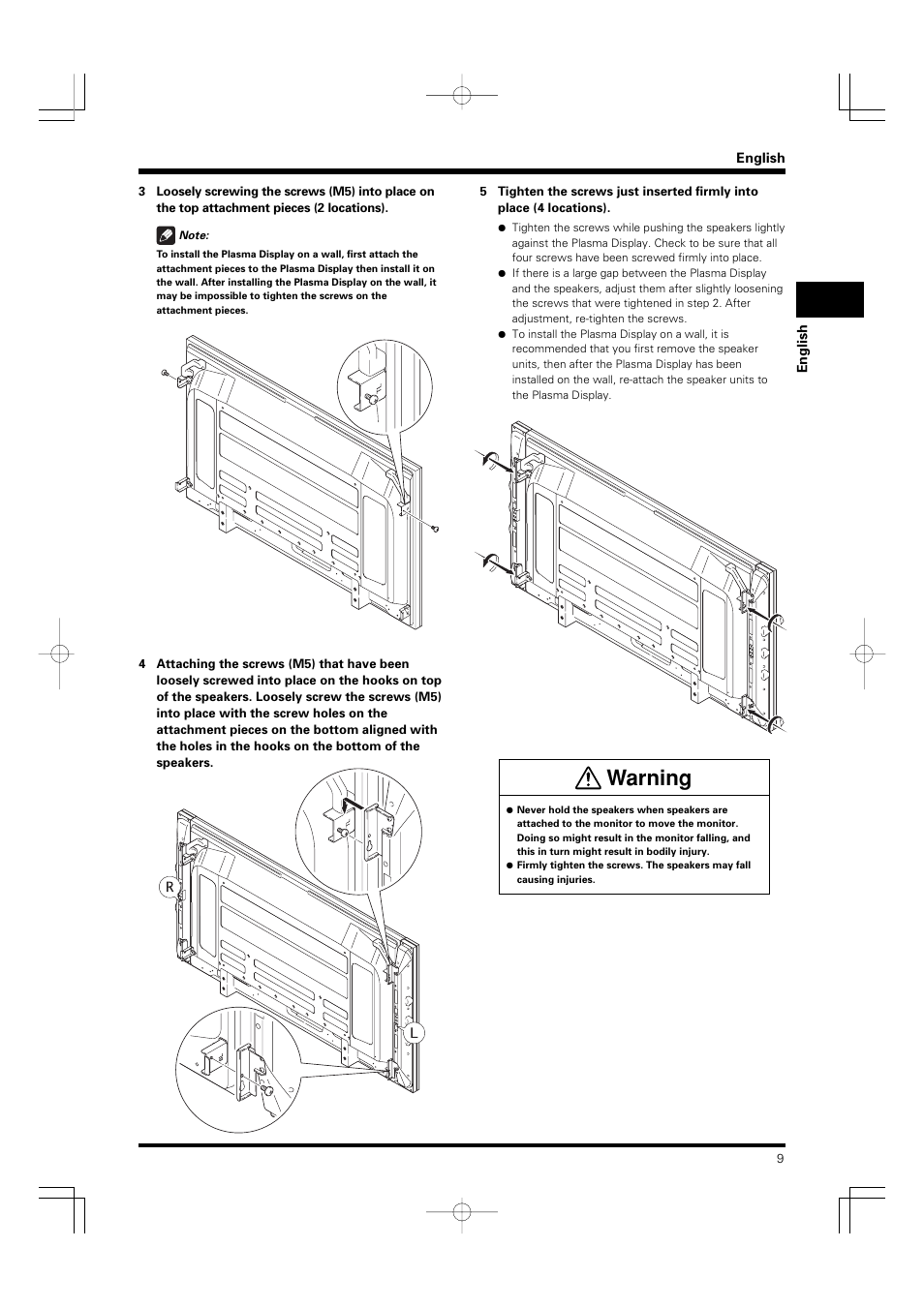 Warning | Pioneer PDP-S55-LR User Manual | Page 9 / 40