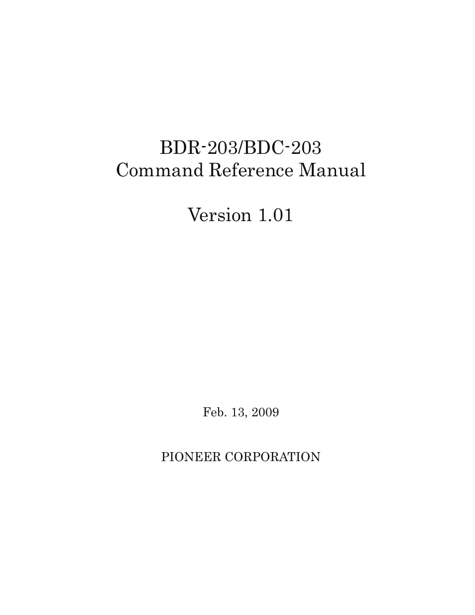 Pioneer BDR-203 User Manual | 40 pages