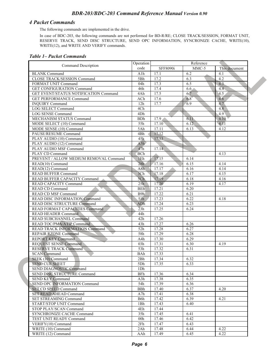 4 packet commands, Pioneer confidential | Pioneer BDR-203 User Manual | Page 7 / 40