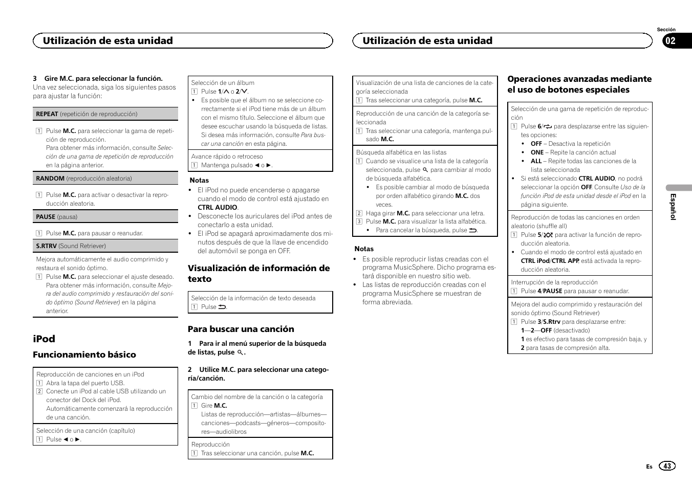 Ipod, Utilización de esta unidad | Pioneer DEH-2400UB User Manual | Page 43 / 56