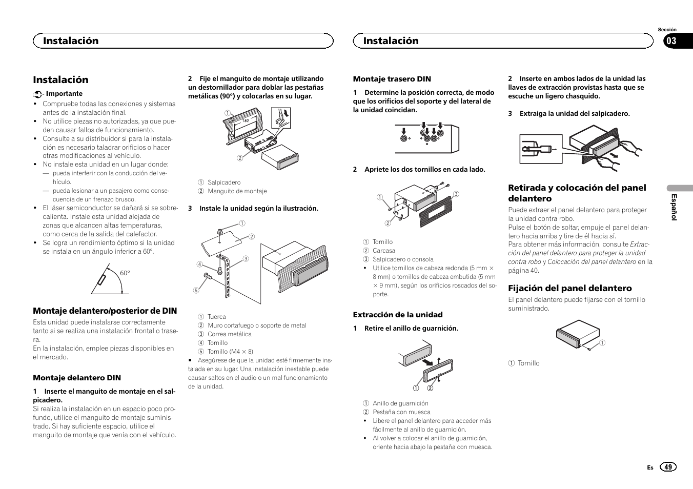 Instalación | Pioneer DEH-2400UB User Manual | Page 49 / 56