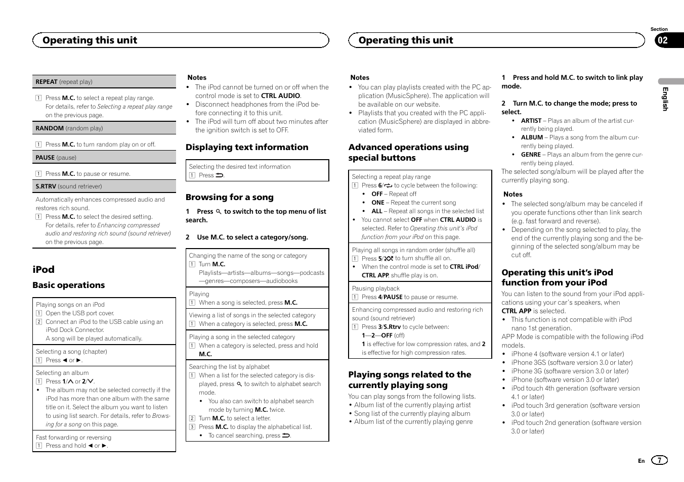 Ipod, Operating this unit | Pioneer DEH-2400UB User Manual | Page 7 / 56