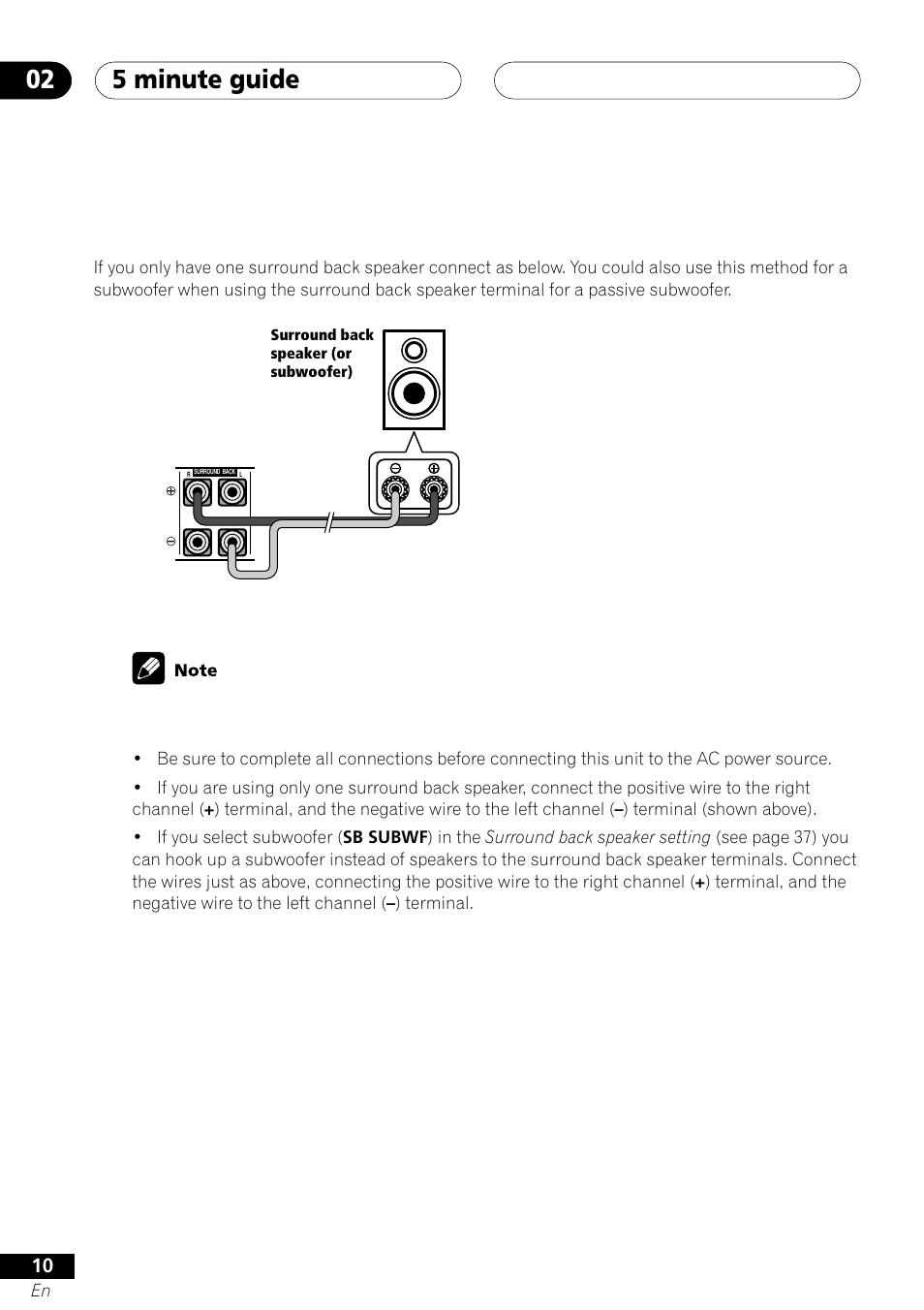 5 minute guide 02 | Pioneer VSX-41 User Manual | Page 10 / 72