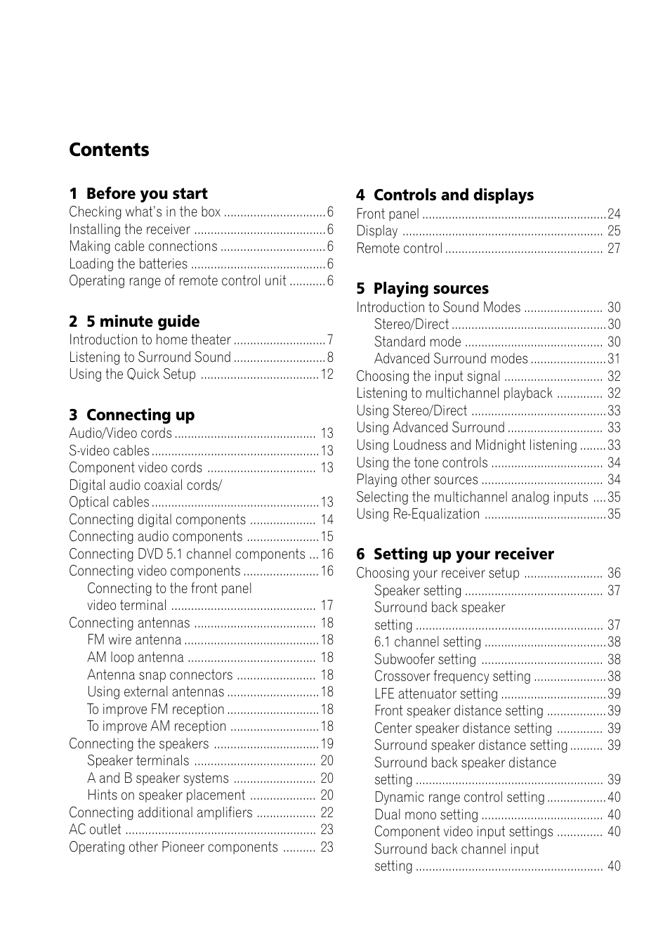 Pioneer VSX-41 User Manual | Page 4 / 72