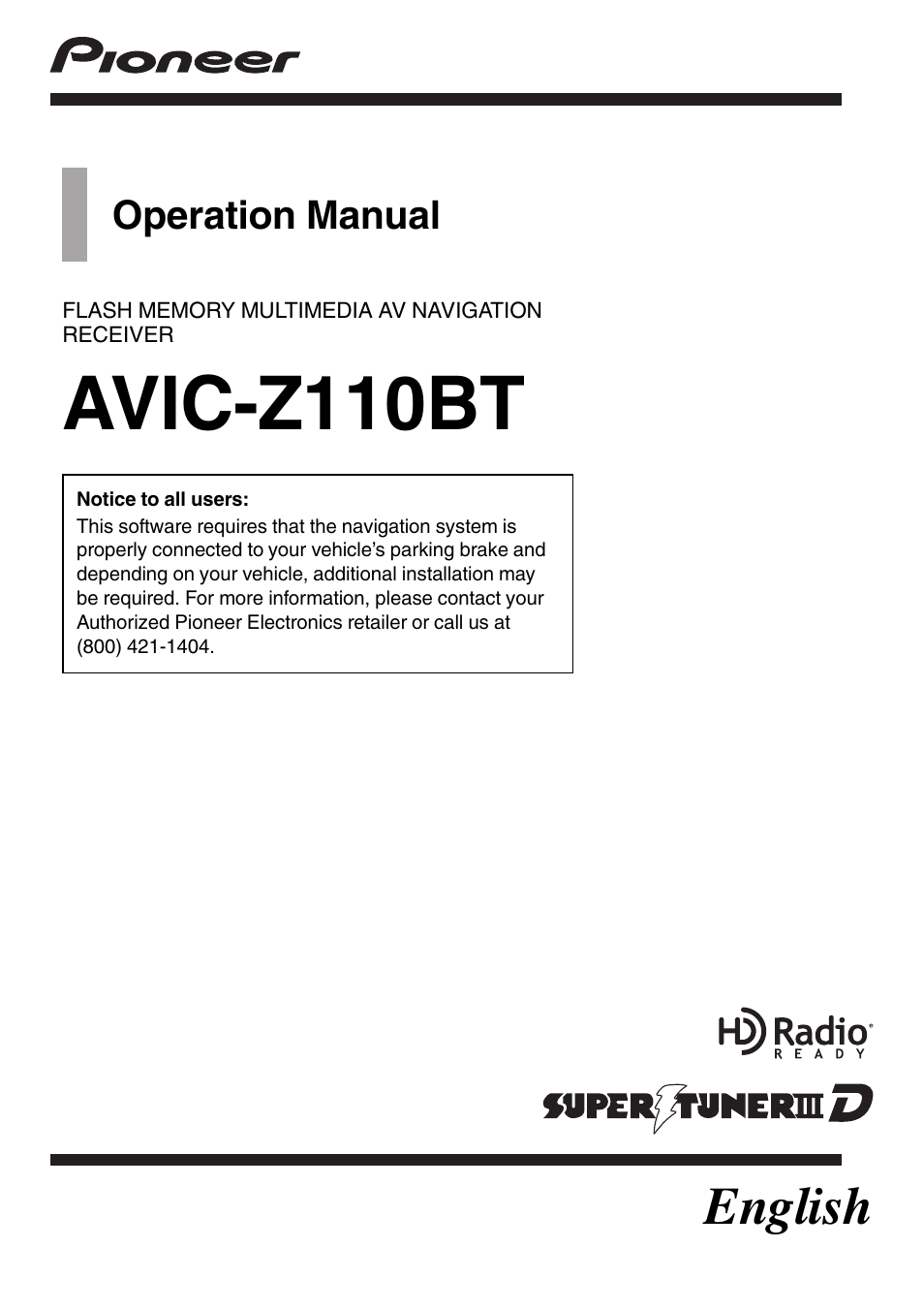 Pioneer SUPER TUNER AVIC-Z110BT User Manual | 211 pages