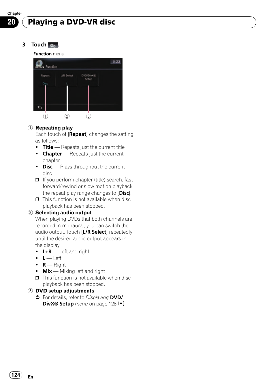 Playing a dvd-vr disc | Pioneer SUPER TUNER AVIC-Z110BT User Manual | Page 124 / 211