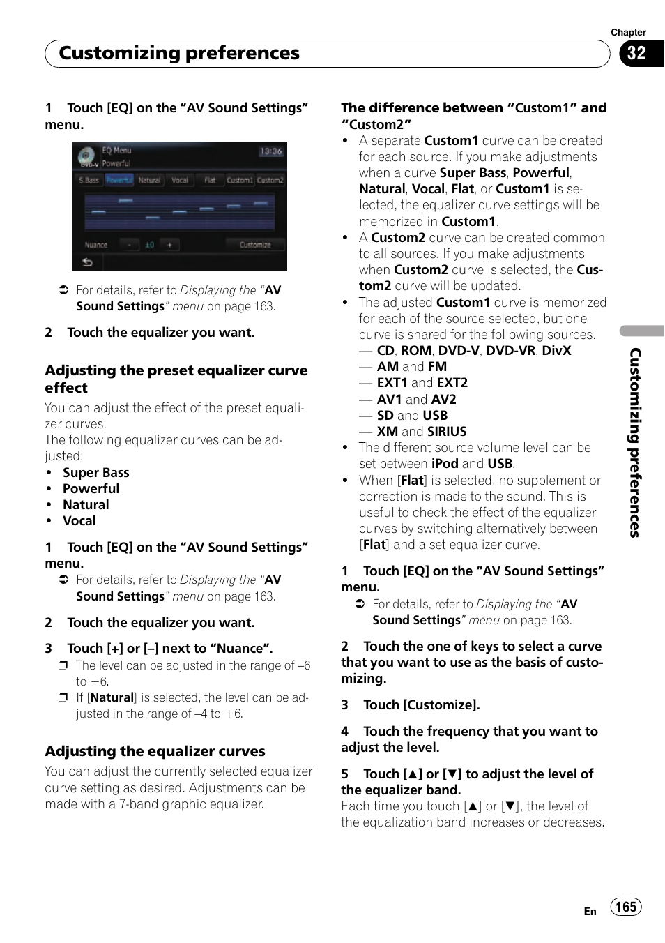 Customizing preferences | Pioneer SUPER TUNER AVIC-Z110BT User Manual | Page 165 / 211