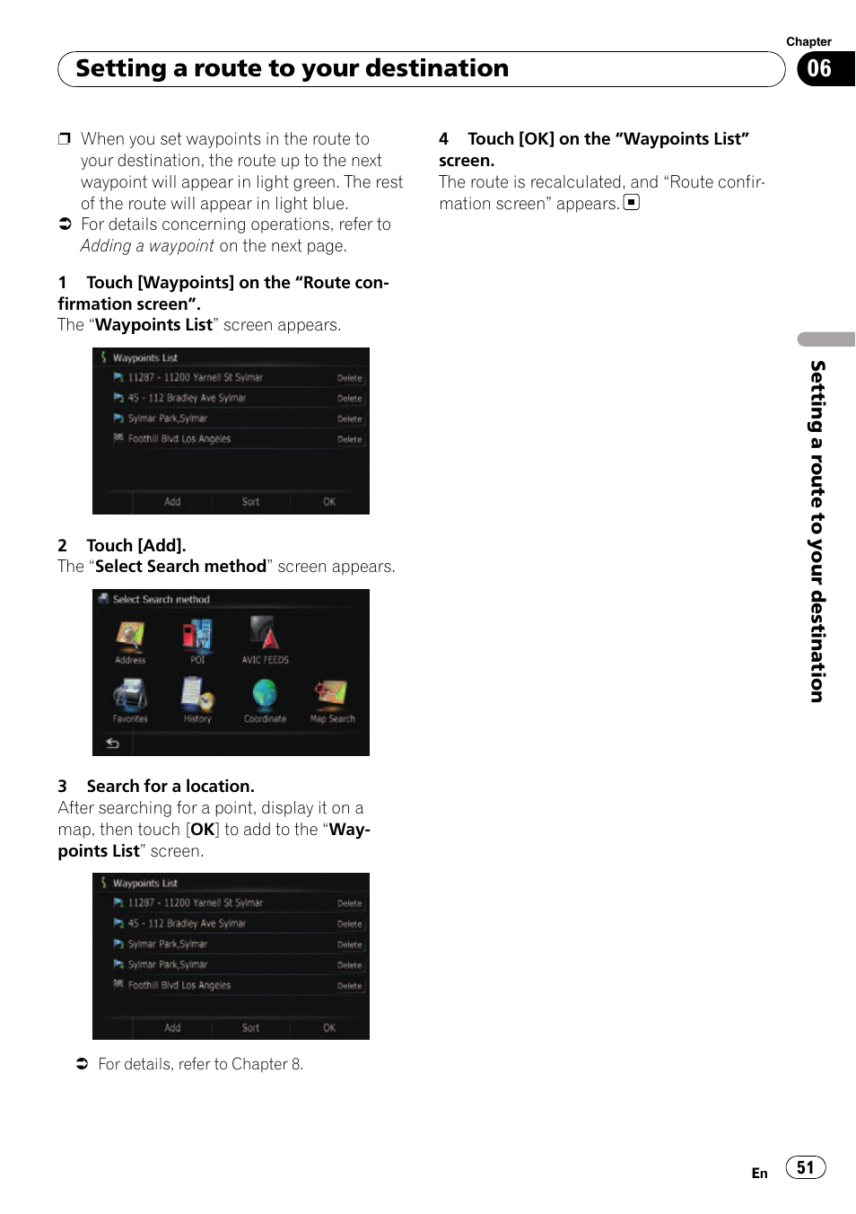 Setting a route to your destination | Pioneer SUPER TUNER AVIC-Z110BT User Manual | Page 51 / 211