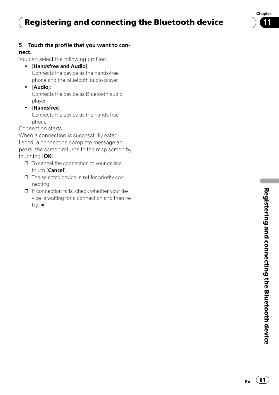 Registering and connecting the bluetooth device | Pioneer SUPER TUNER AVIC-Z110BT User Manual | Page 81 / 211