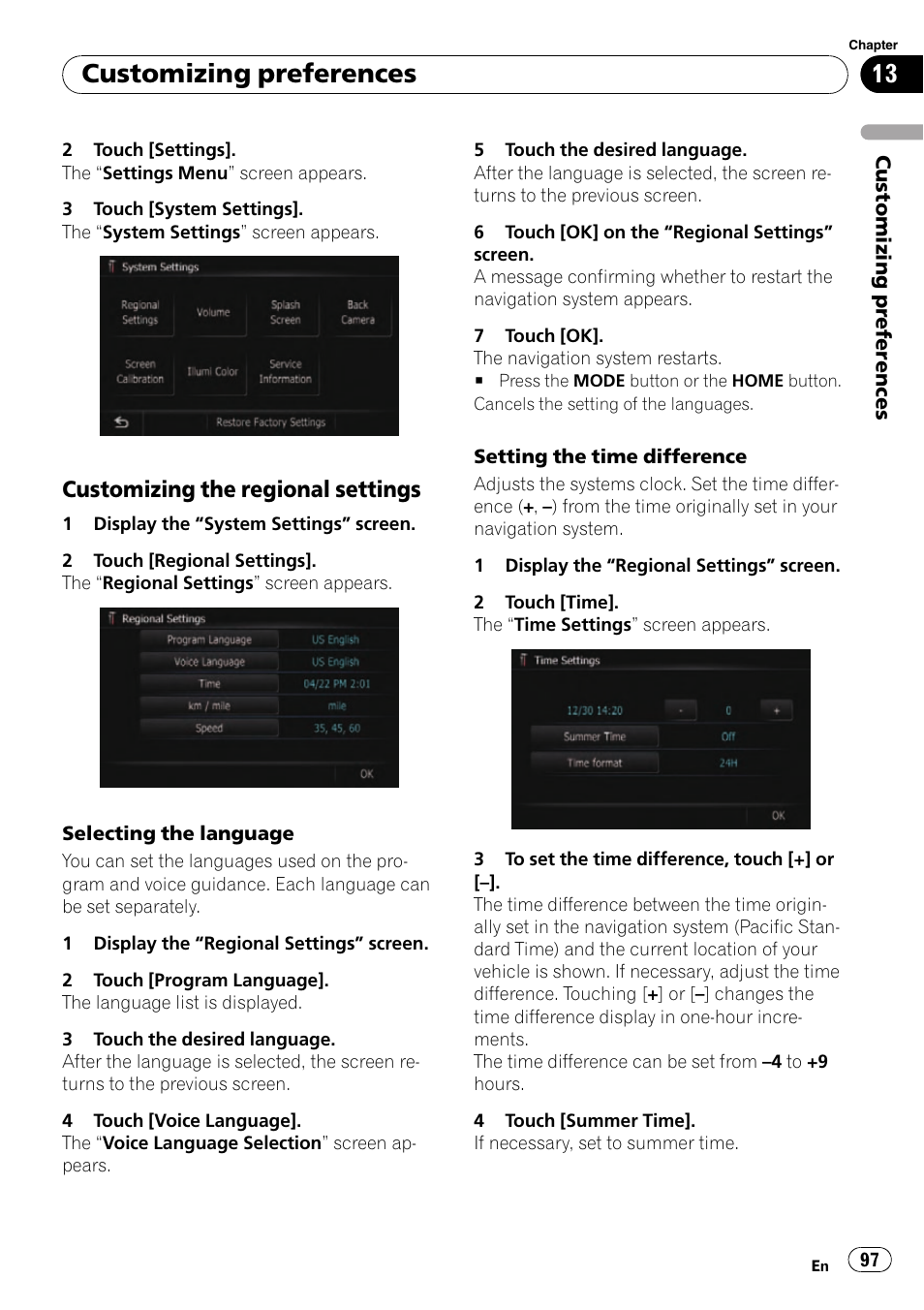 Customizing the regional settings 97, Customizing preferences, Customizing the regional settings | Pioneer SUPER TUNER AVIC-Z110BT User Manual | Page 97 / 211