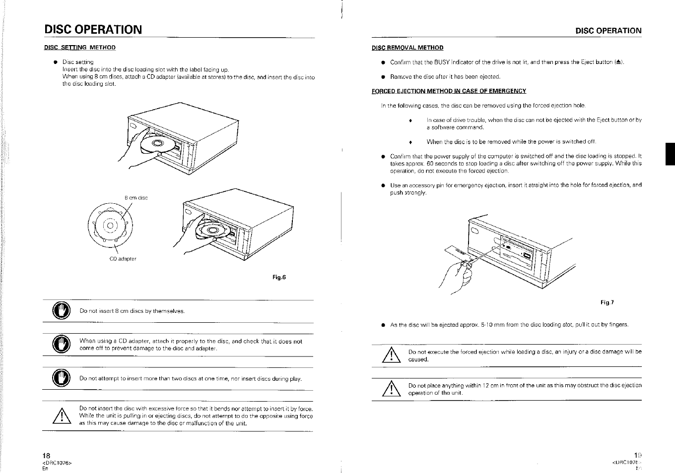 Disc operation | Pioneer CD-ROM Drive DR-UO6S User Manual | Page 7 / 8