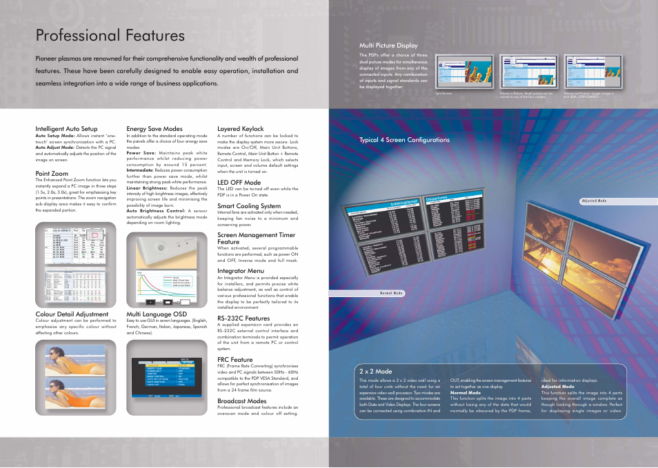 Professional features | Pioneer PDP-43MXE1 User Manual | Page 4 / 8