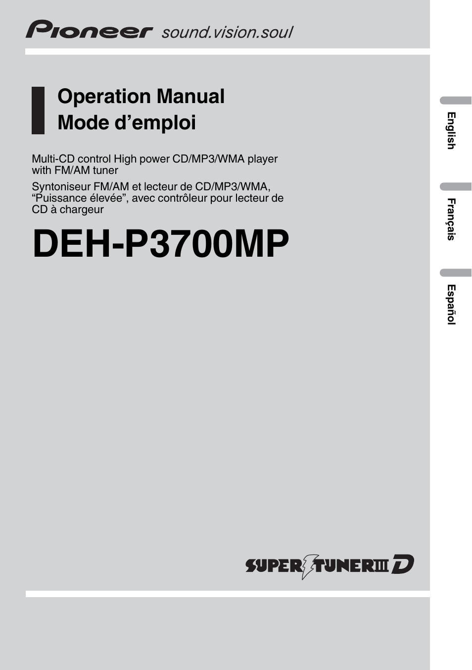 Pioneer DEH P3700MP User Manual | 51 pages