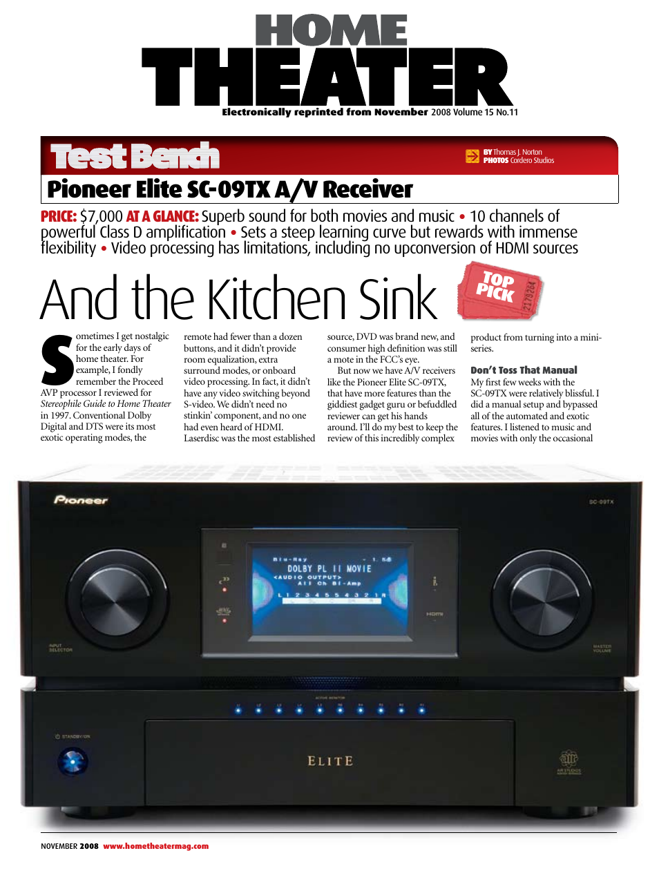 Pioneer Elite SC-09TX User Manual | 4 pages