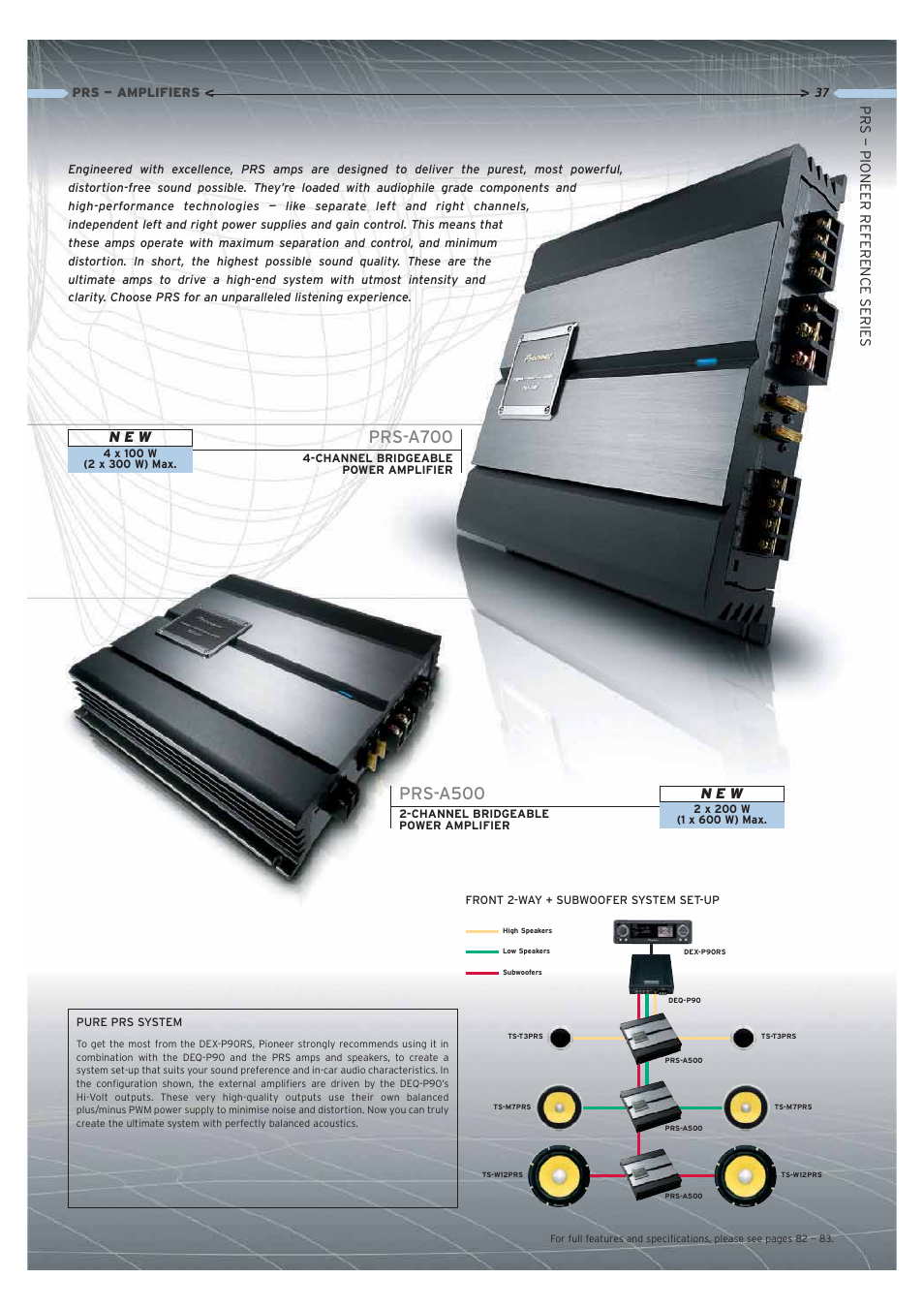 Prs-a700, Prs-a500, N e w | Prs — pioneer reference serie s | Pioneer Car CD MP3 Player User Manual | Page 37 / 39