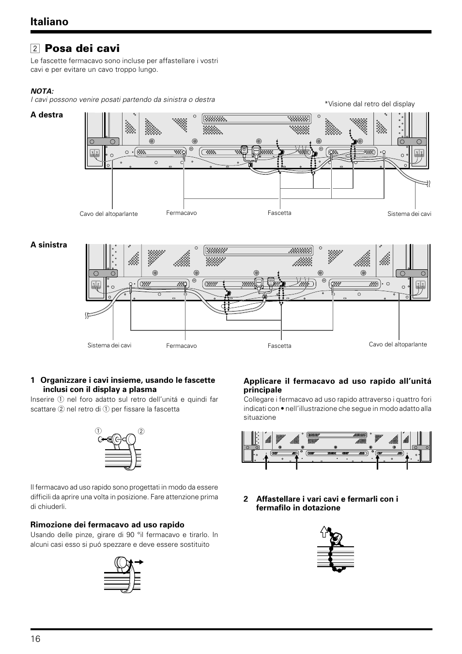 Italiano, Posa dei cavi | Pioneer PDP-S09LR User Manual | Page 16 / 28