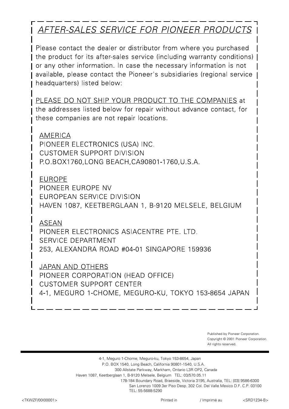 Pioneer corporation | Pioneer PDP-S09LR User Manual | Page 28 / 28