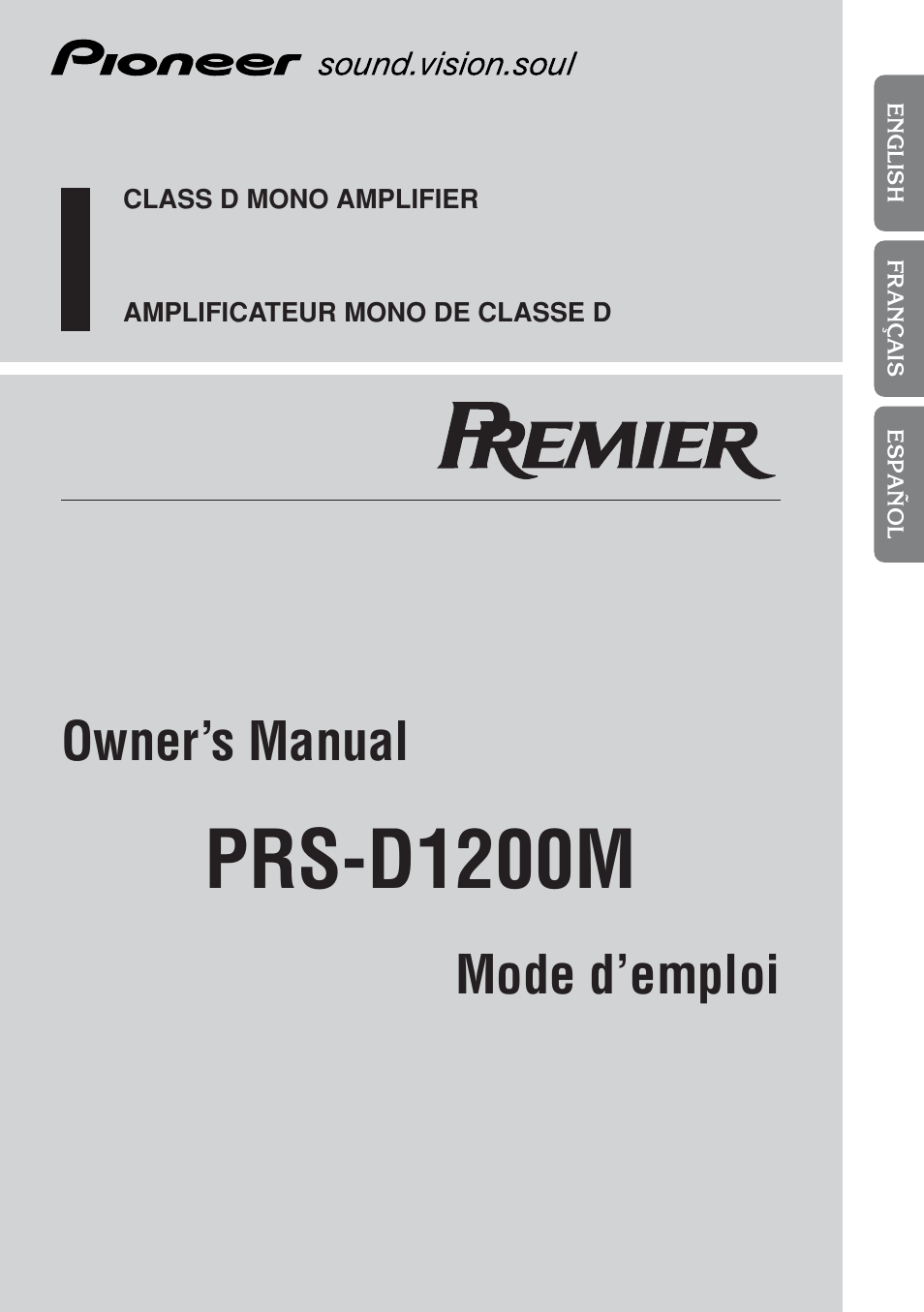 Pioneer PREMIER PRS-D1200M User Manual | 50 pages