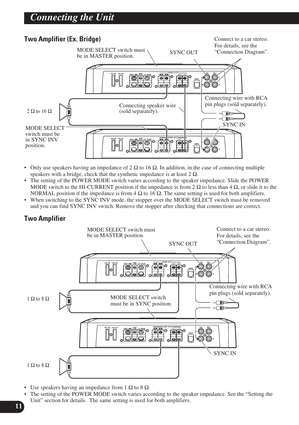 Connecting the unit | Pioneer PREMIER PRS-D1200M User Manual | Page 12 / 50