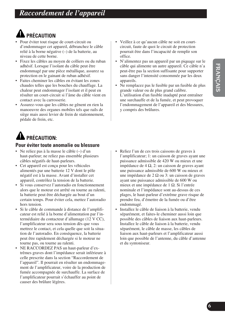 Raccordement de l’appareil | Pioneer PREMIER PRS-D1200M User Manual | Page 23 / 50