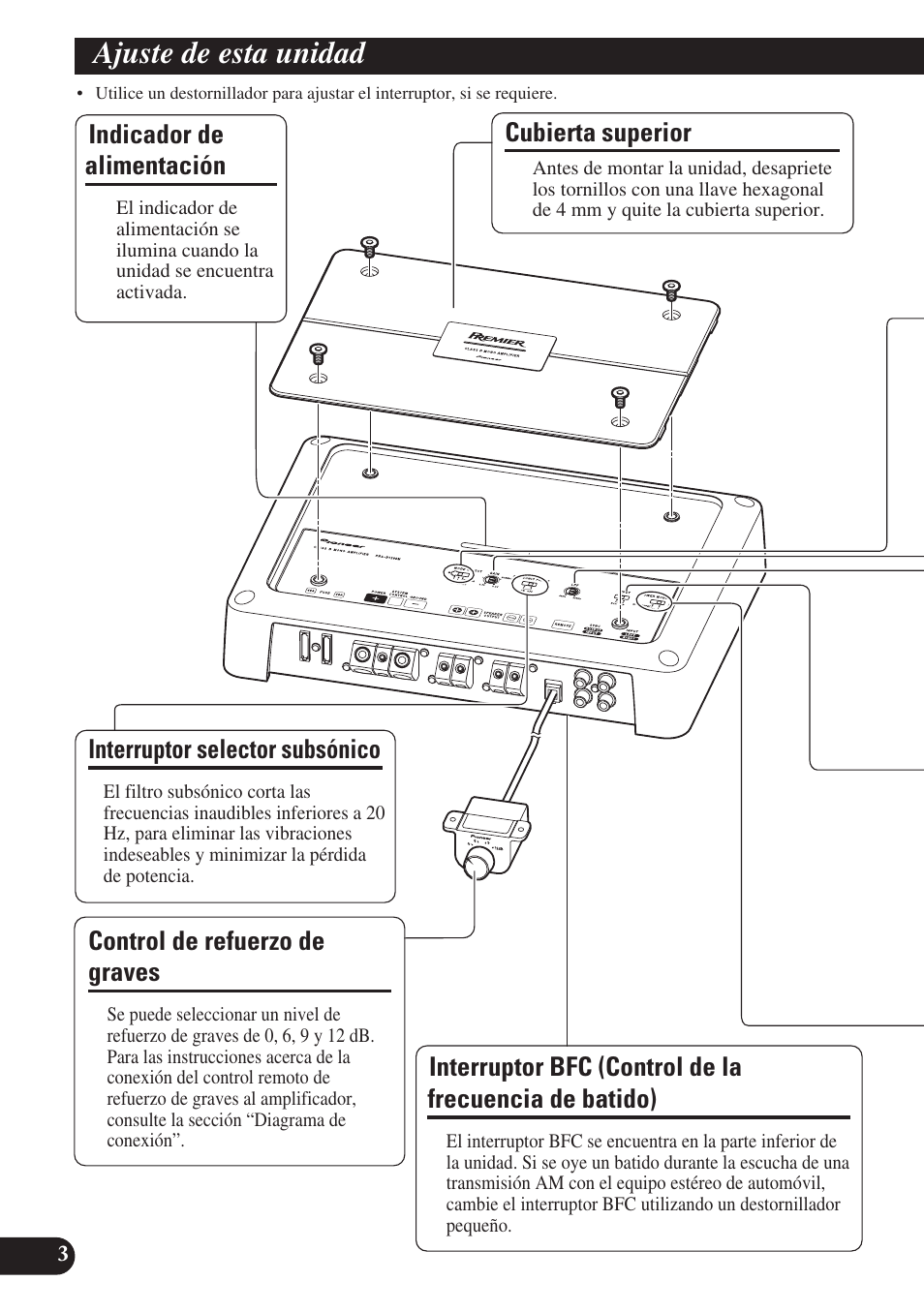 Ajuste de esta unidad, Control de la frecuencia de batido) | Pioneer PREMIER PRS-D1200M User Manual | Page 36 / 50