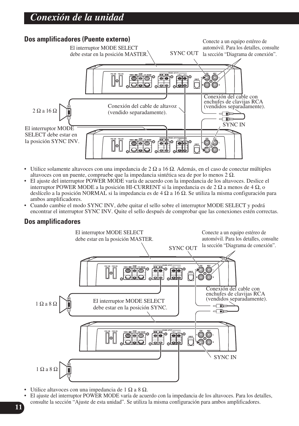 Conexión de la unidad | Pioneer PREMIER PRS-D1200M User Manual | Page 44 / 50