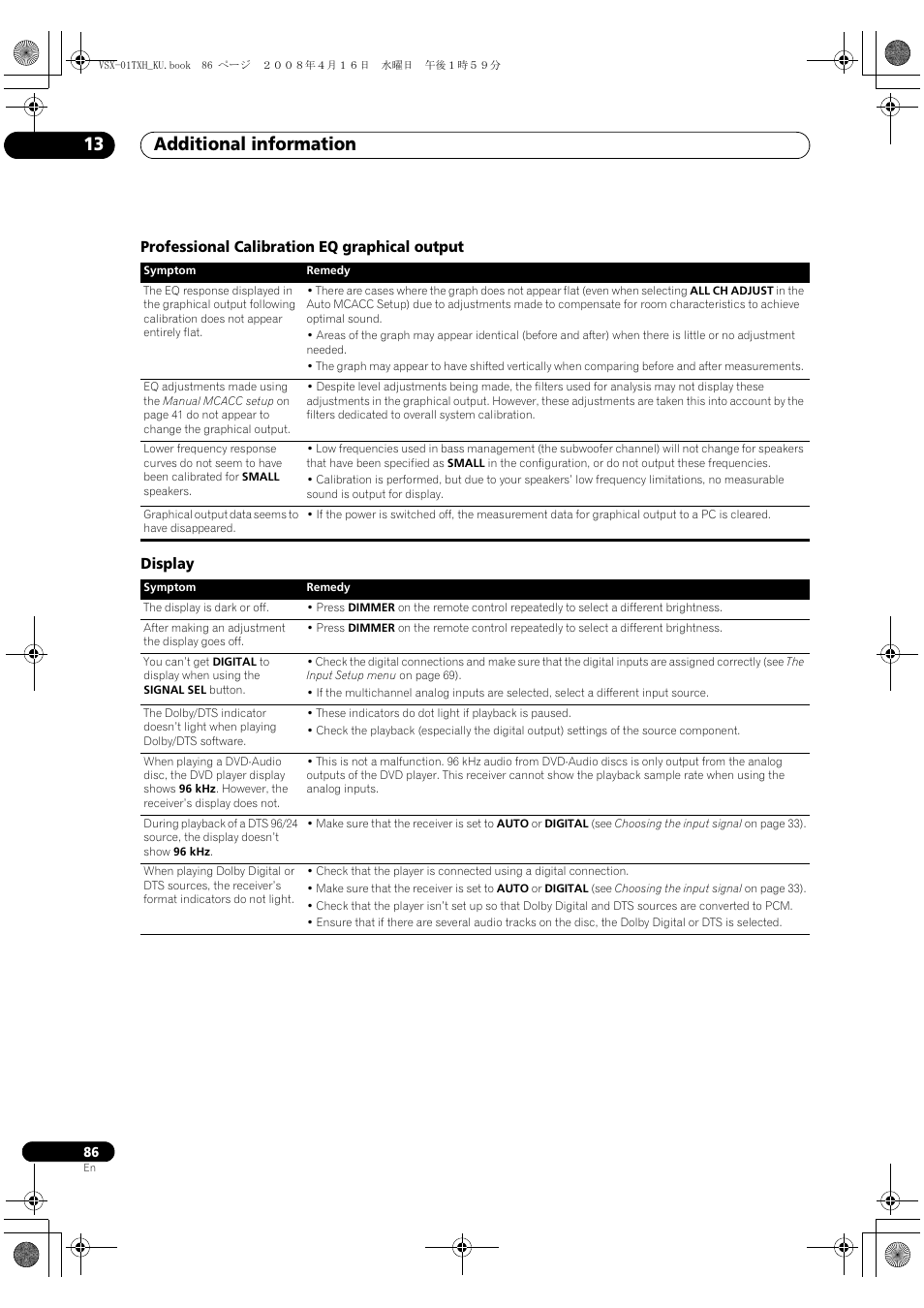 Additional information 13 | Pioneer Elite VSX-01TXH User Manual | Page 86 / 104