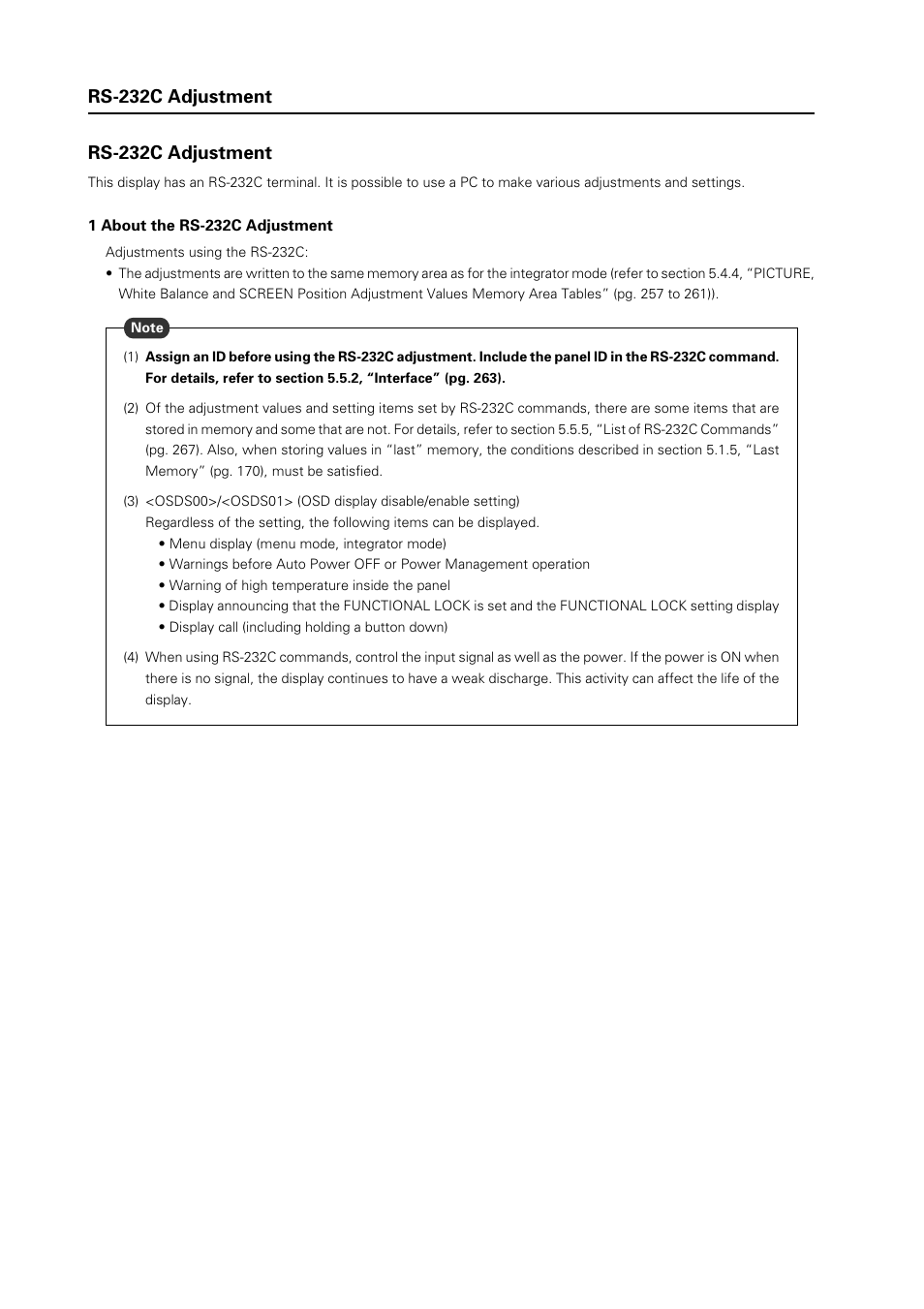 2rs-232c adjustment, Rs-232c adjustment | Pioneer INDUSTRIAL PLASMA DISPLAY PANEL PDP-507CMX User Manual | Page 2 / 22