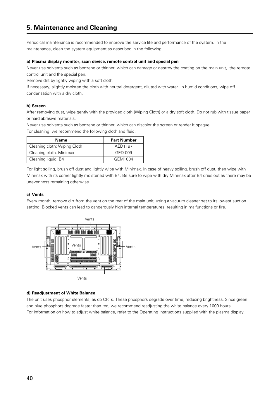 Maintenance and cleaning | Pioneer HANDWRITING DEVICE PDK-50HW3 User Manual | Page 40 / 52