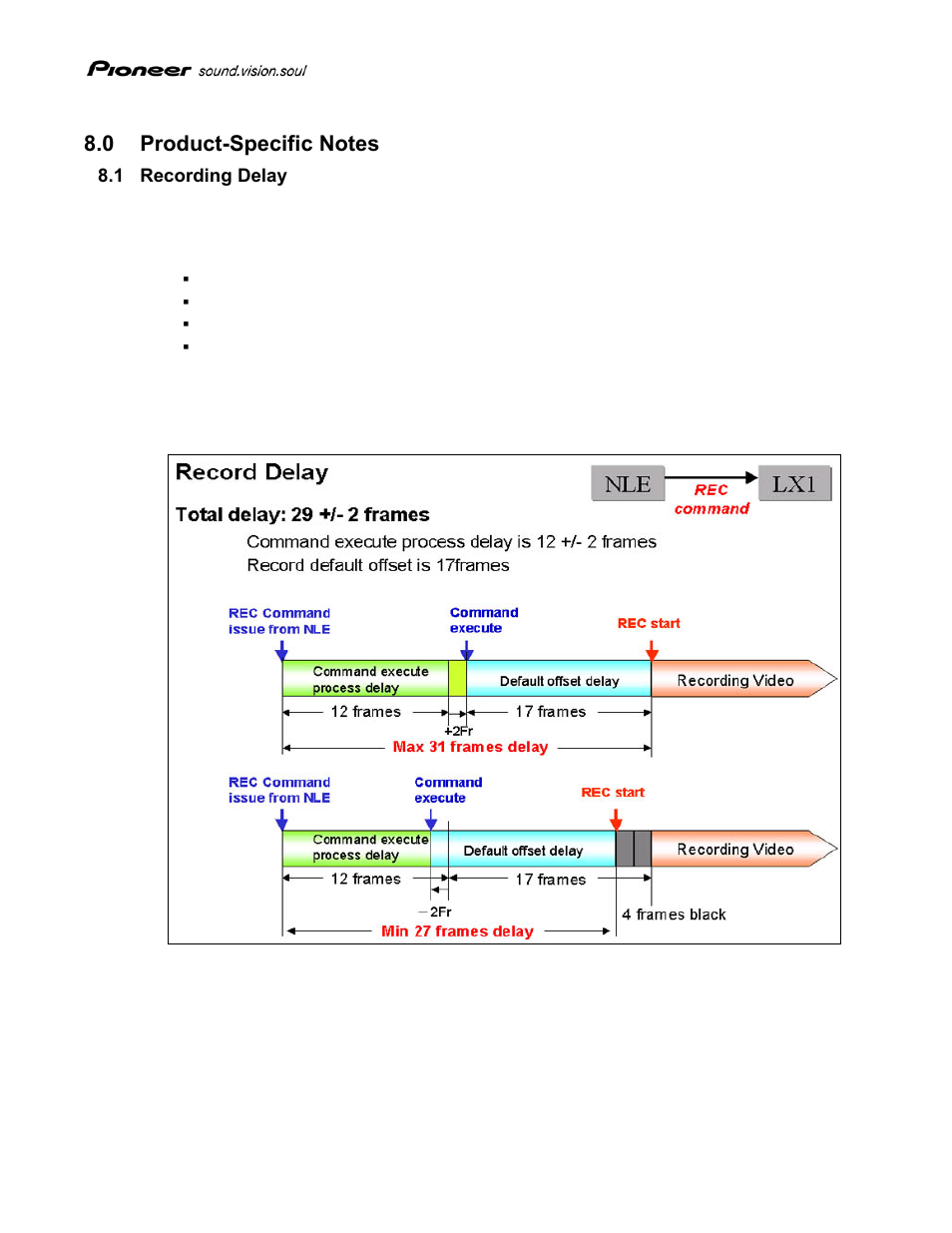 0 product-specific notes, 1 recording delay, Roduct | Pecific, Otes, Recording delay | Pioneer Sound.Vision.Soul PRV-LX1 User Manual | Page 17 / 20