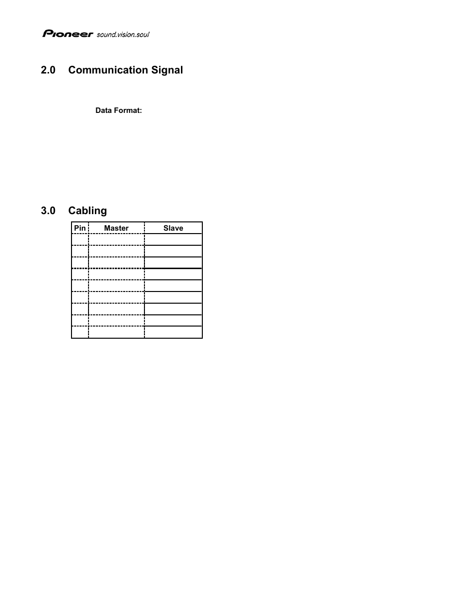 0 communication signal, Cabling, Ommunication | Ignal, Abling, 0 cabling | Pioneer Sound.Vision.Soul PRV-LX1 User Manual | Page 4 / 20