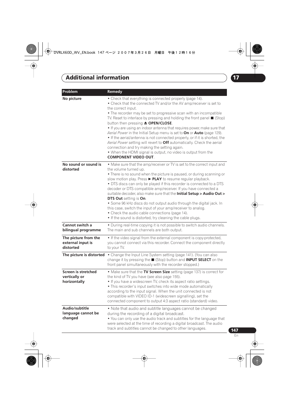 Additional information | Pioneer DVR-LX60D User Manual | Page 147 / 160