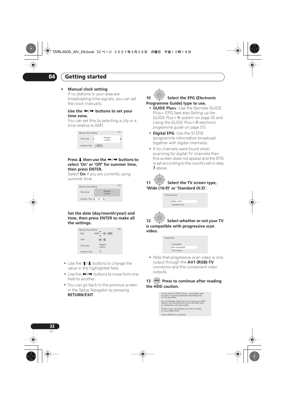 Getting started 04 | Pioneer DVR-LX60D User Manual | Page 32 / 160