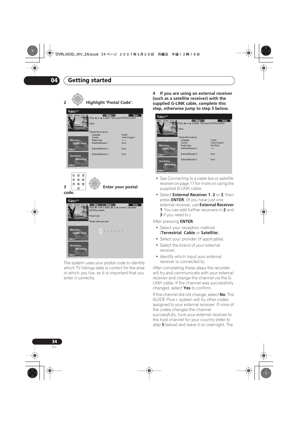 Getting started 04 | Pioneer DVR-LX60D User Manual | Page 34 / 160