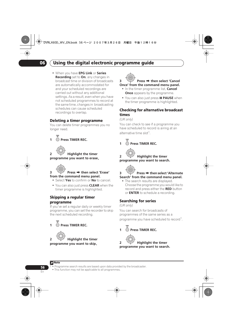 Using the digital electronic programme guide 06 | Pioneer DVR-LX60D User Manual | Page 56 / 160