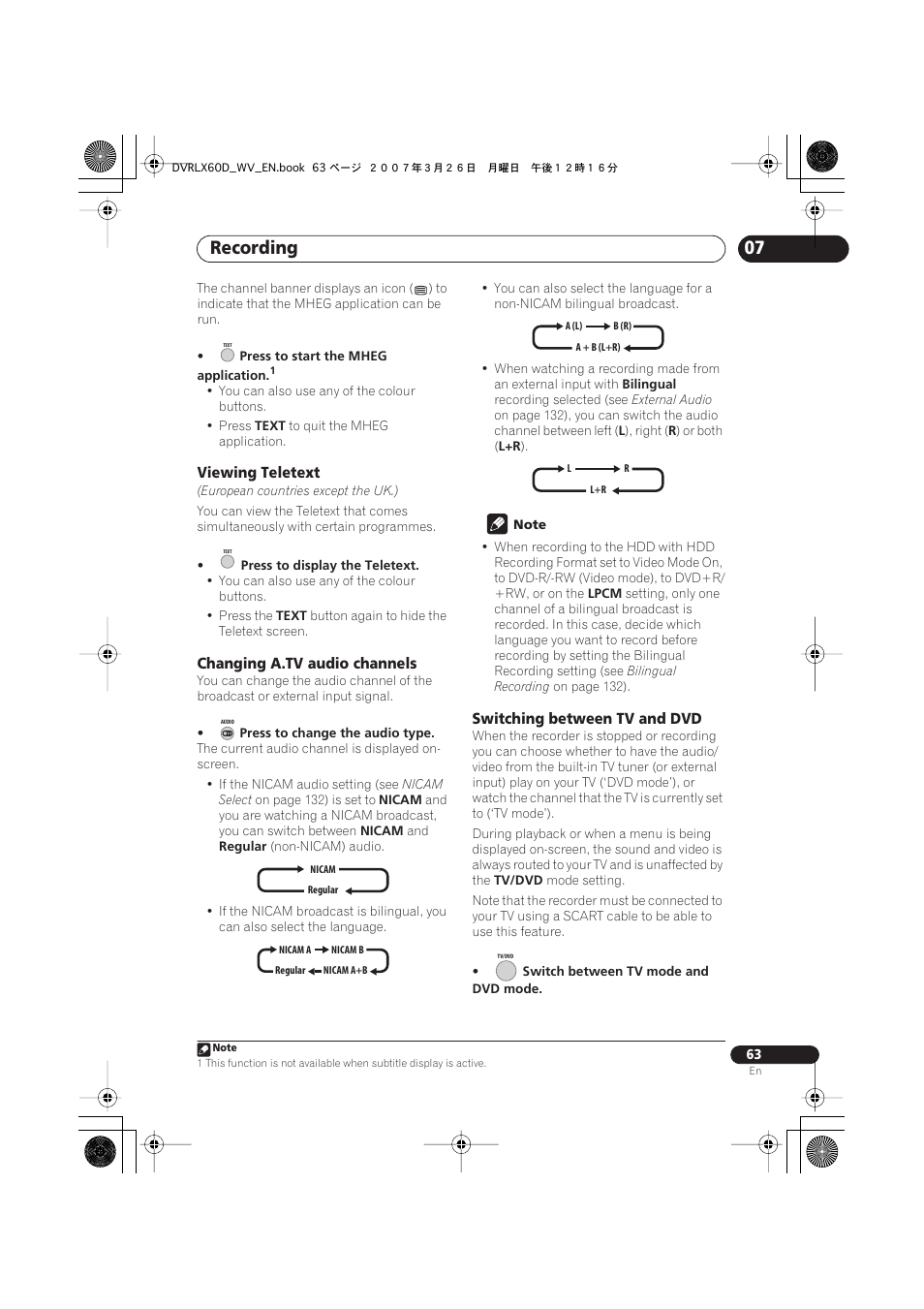Recording | Pioneer DVR-LX60D User Manual | Page 63 / 160