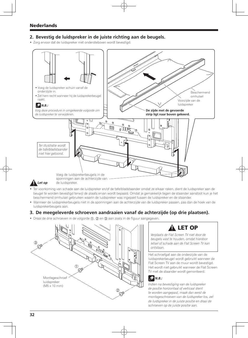 Let op, Nederlands | Pioneer KURO PDP-S65 User Manual | Page 32 / 58