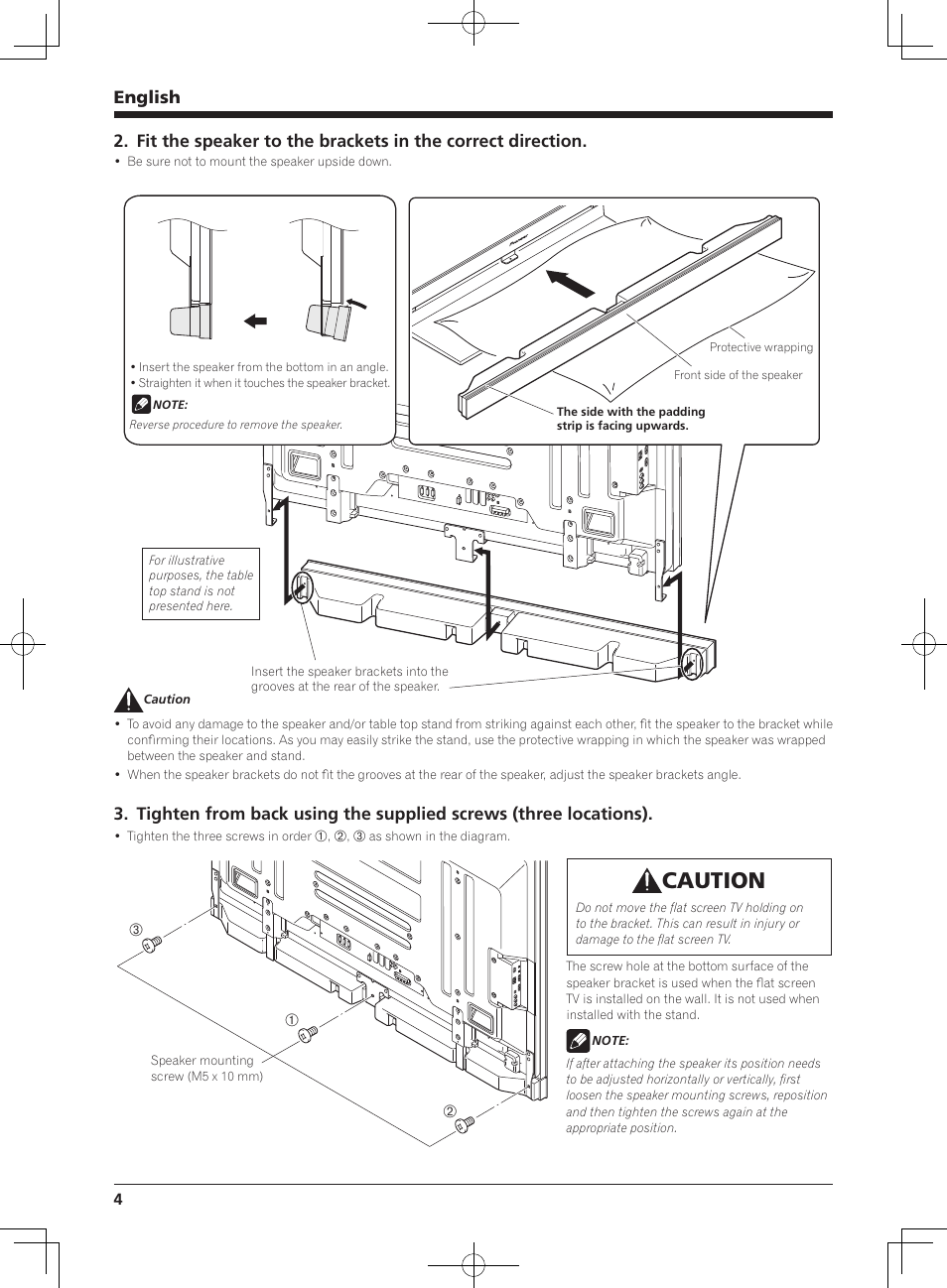 Caution, English | Pioneer KURO PDP-S65 User Manual | Page 4 / 58