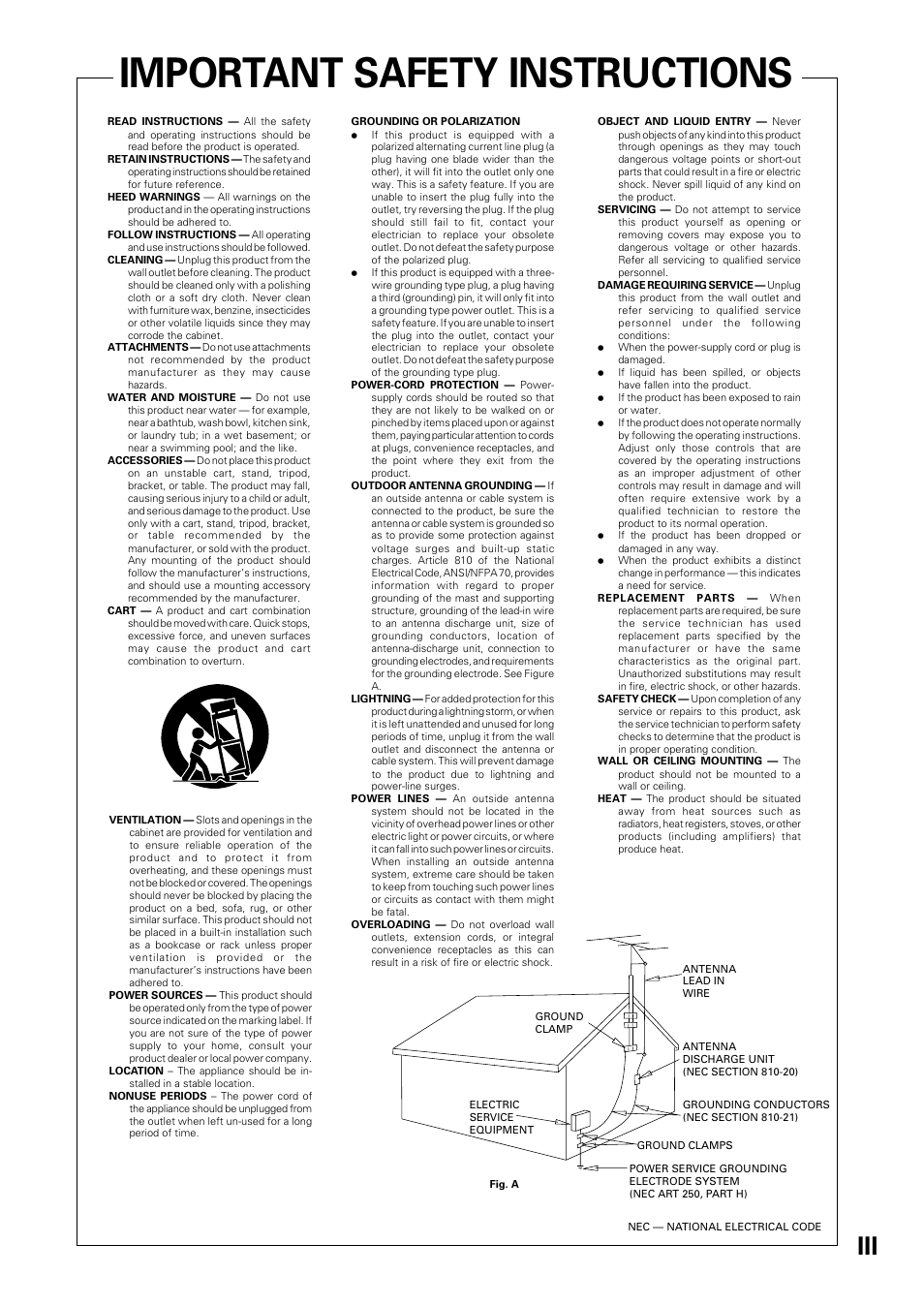 Important safety instructions | Pioneer VSX-39TX User Manual | Page 3 / 92